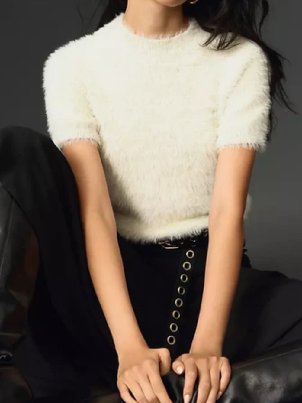Pilcro Ivory Fuzzy Knit Top
